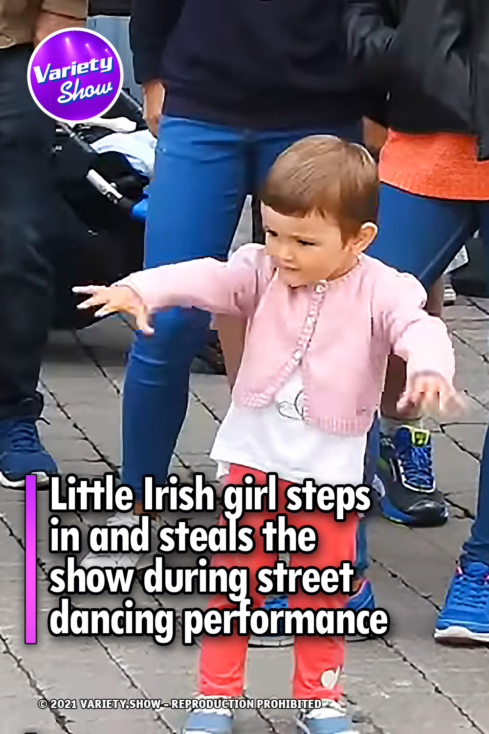 Little Irish girl steps in and steals the show during street dancing performance