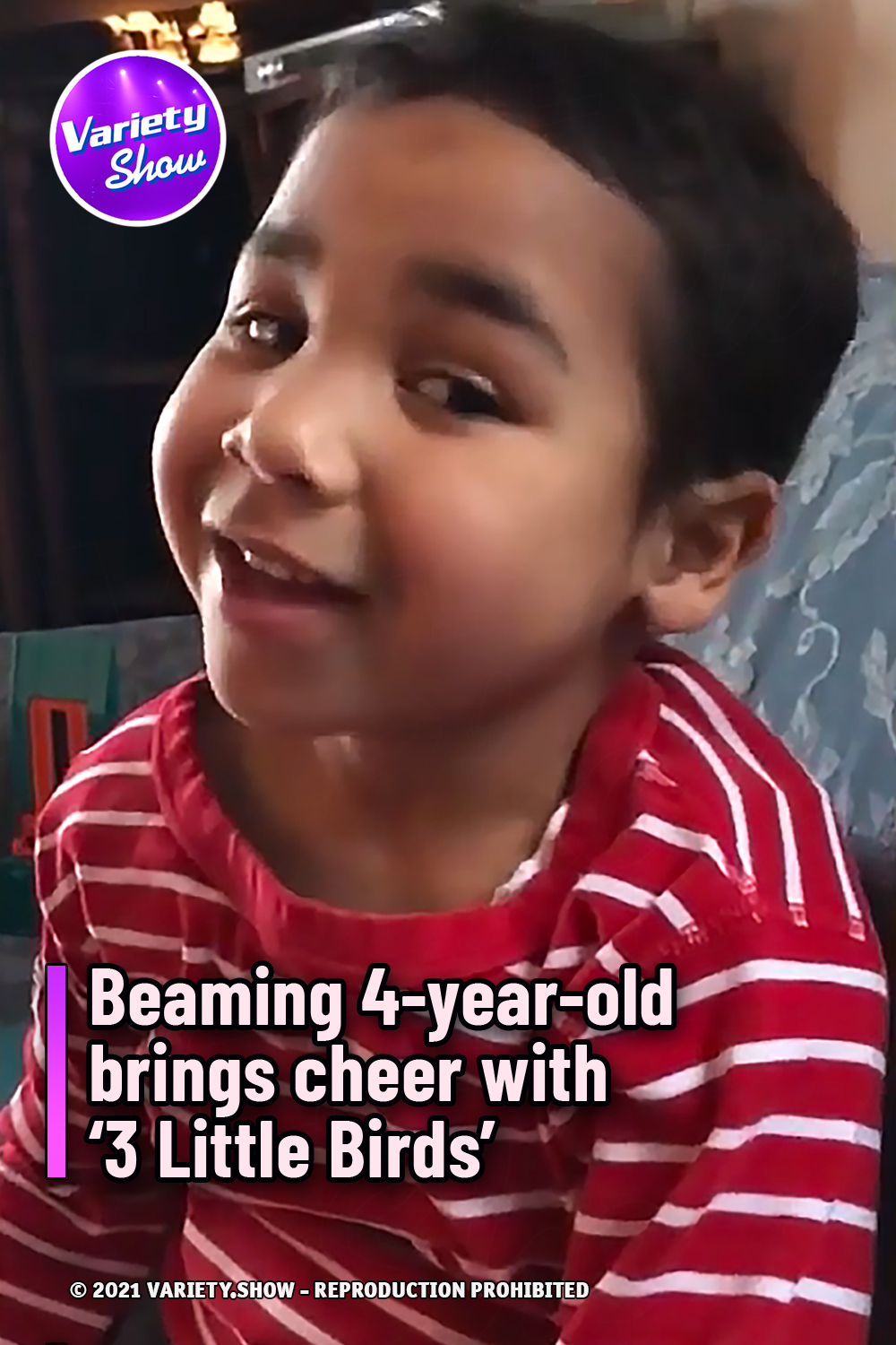 Beaming 4-year-old brings cheer with ‘3 Little Birds’