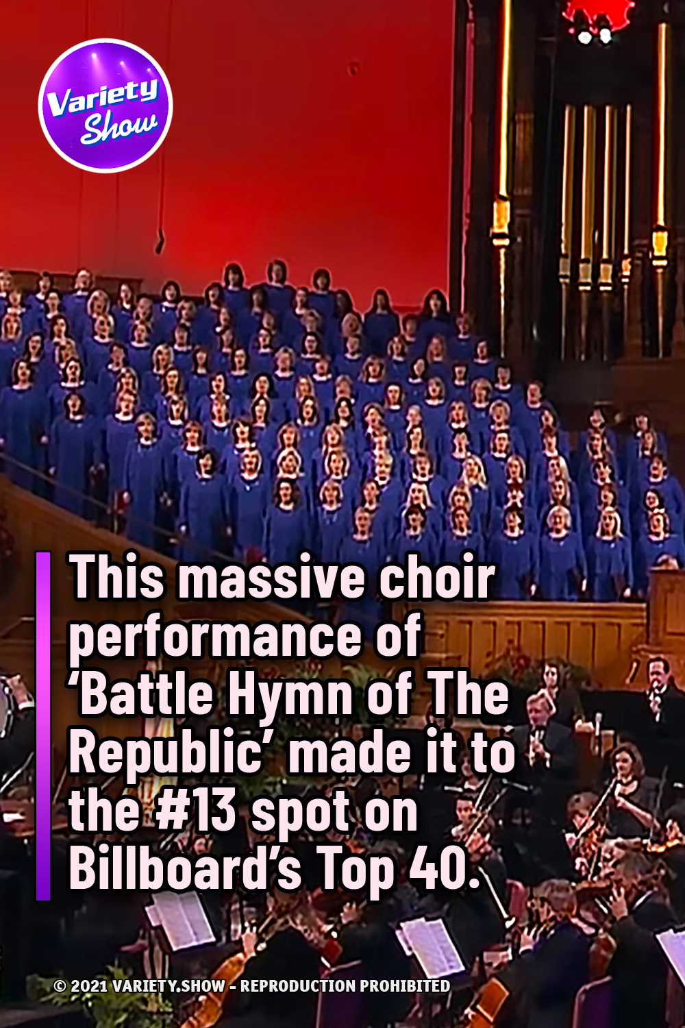 This massive choir performance of ‘Battle Hymn of The Republic’ made it to the #13 spot on Billboard’s Top 40.