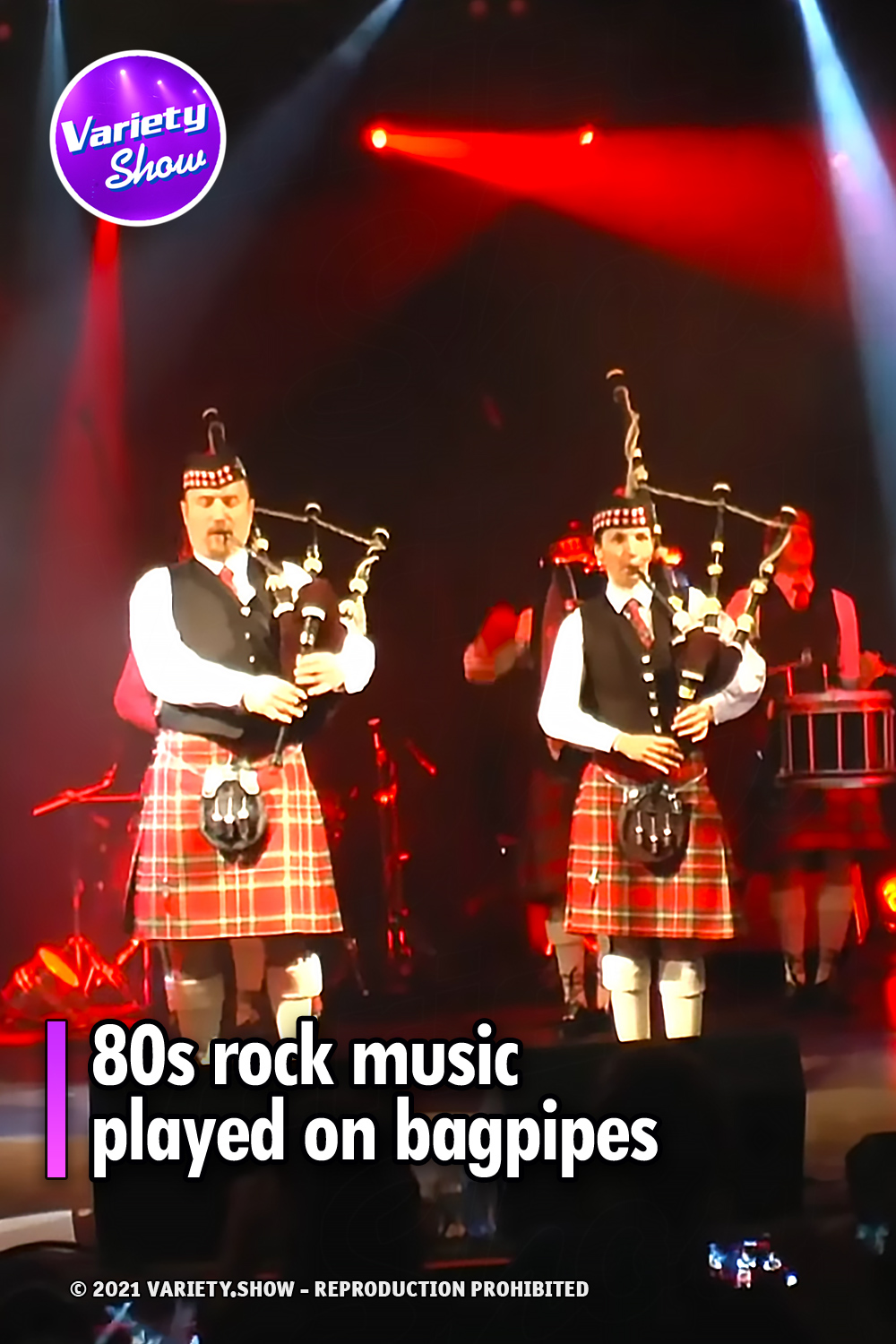 80s rock music played on bagpipes