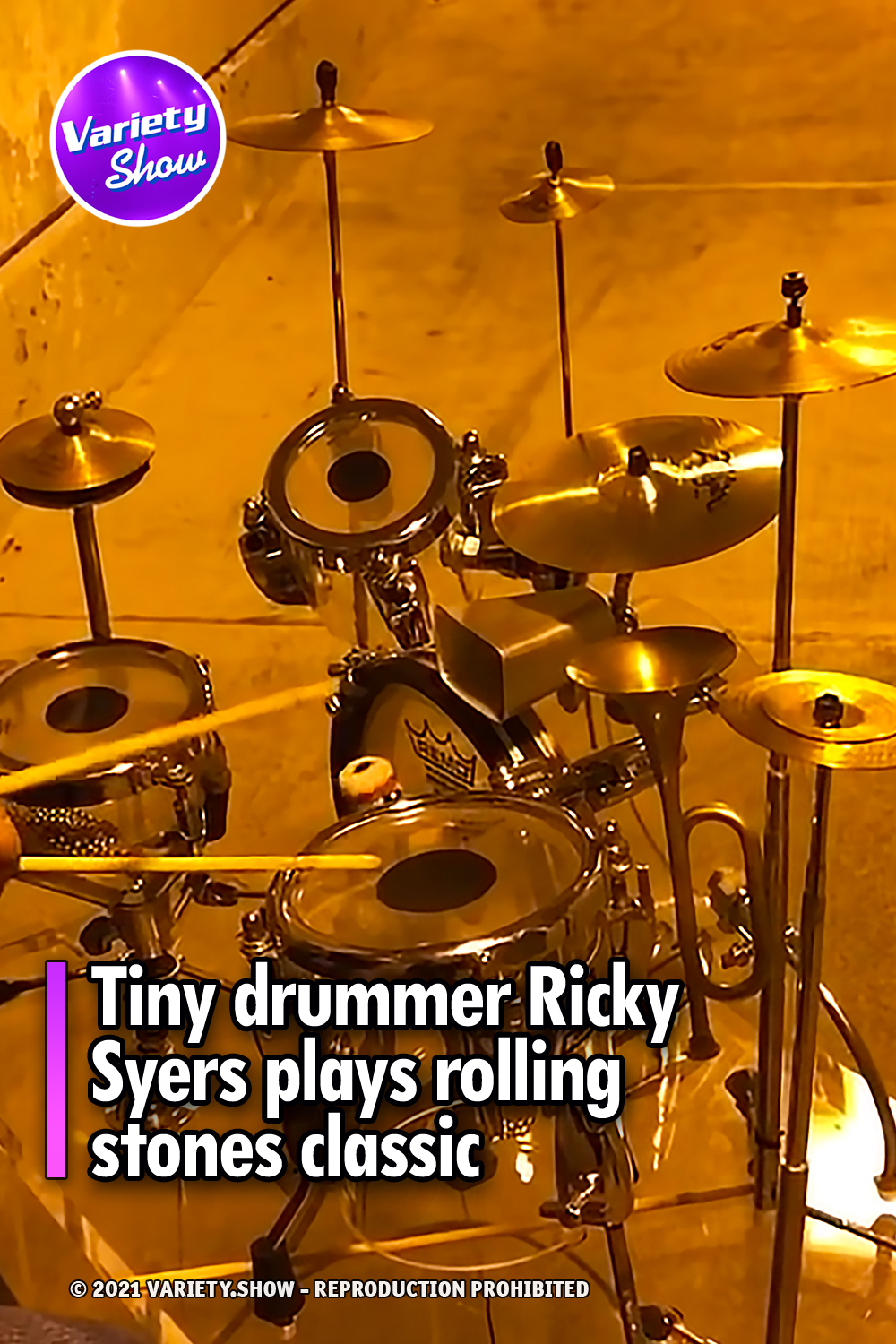 Tiny drummer Ricky Syers plays rolling stones classic